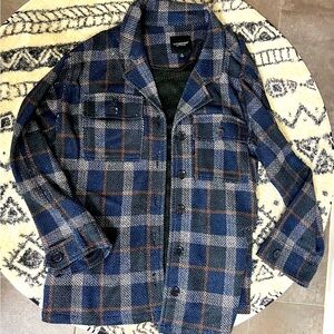 Liverpool navy blue and rust flannel jacket, size Medium